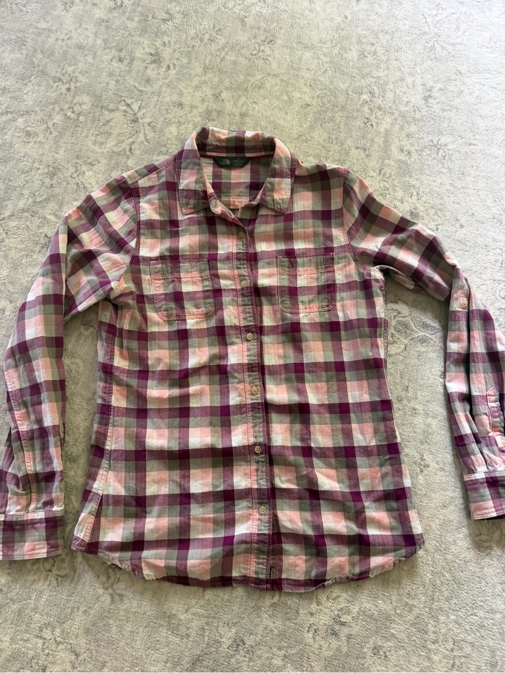 The North Face Women’s Plaid Button-Down Shirt in Pink and Purple